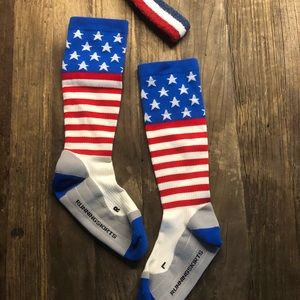 Patriotic Compression Running Socks & Sweatband